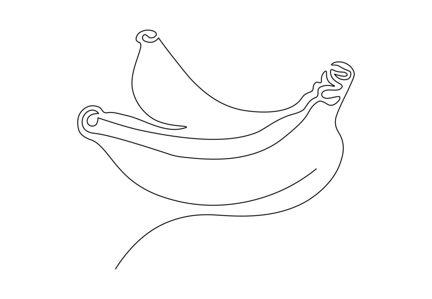 Minimalistic continuous line banana for the logo and designs. Banana in one line art style. vector