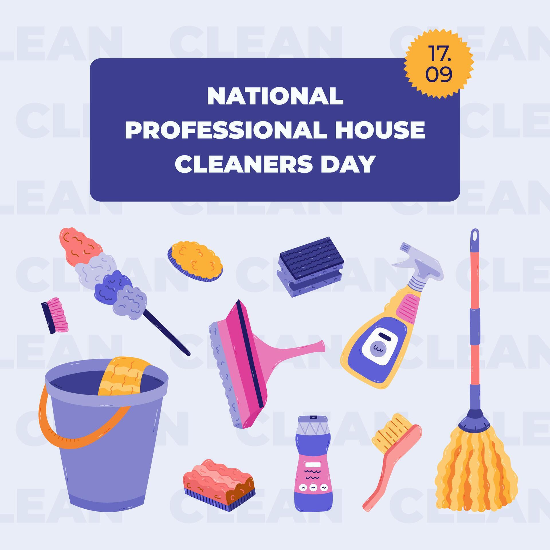 Lovely square banner for National Professional House Cleaners Day with