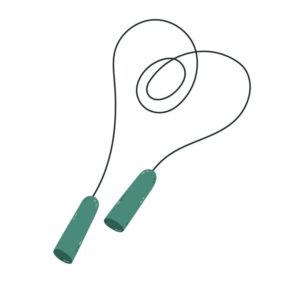 Lovely cartoon skipping rope for athletics and cardio training. Cute hand drawn jump rope for improve endurance, balance and lose weight. Simple sport inventory isolated on white background. vector