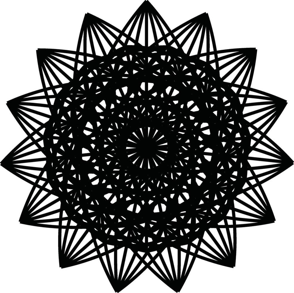 Intricate Black Mandala Design with Geometric Patterns vector