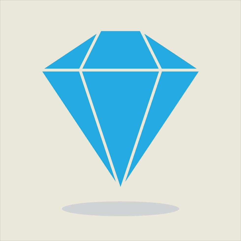 Blue diamond shape with geometric precision on a beige background, symbolizing luxury, elegance, and value. A perfect minimalist representation of gem iconography for designs, branding, and artistic vector