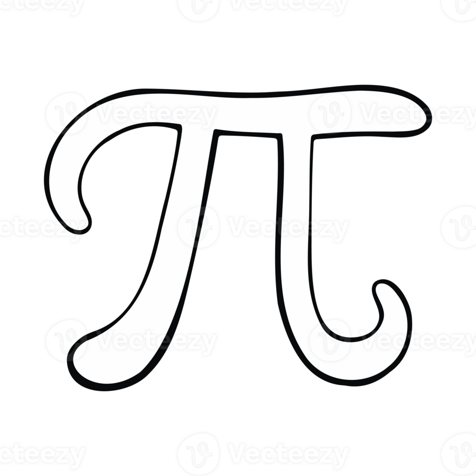 Black and White Illustration of Greek Letter Pi Symbol for Mathematics and Science png