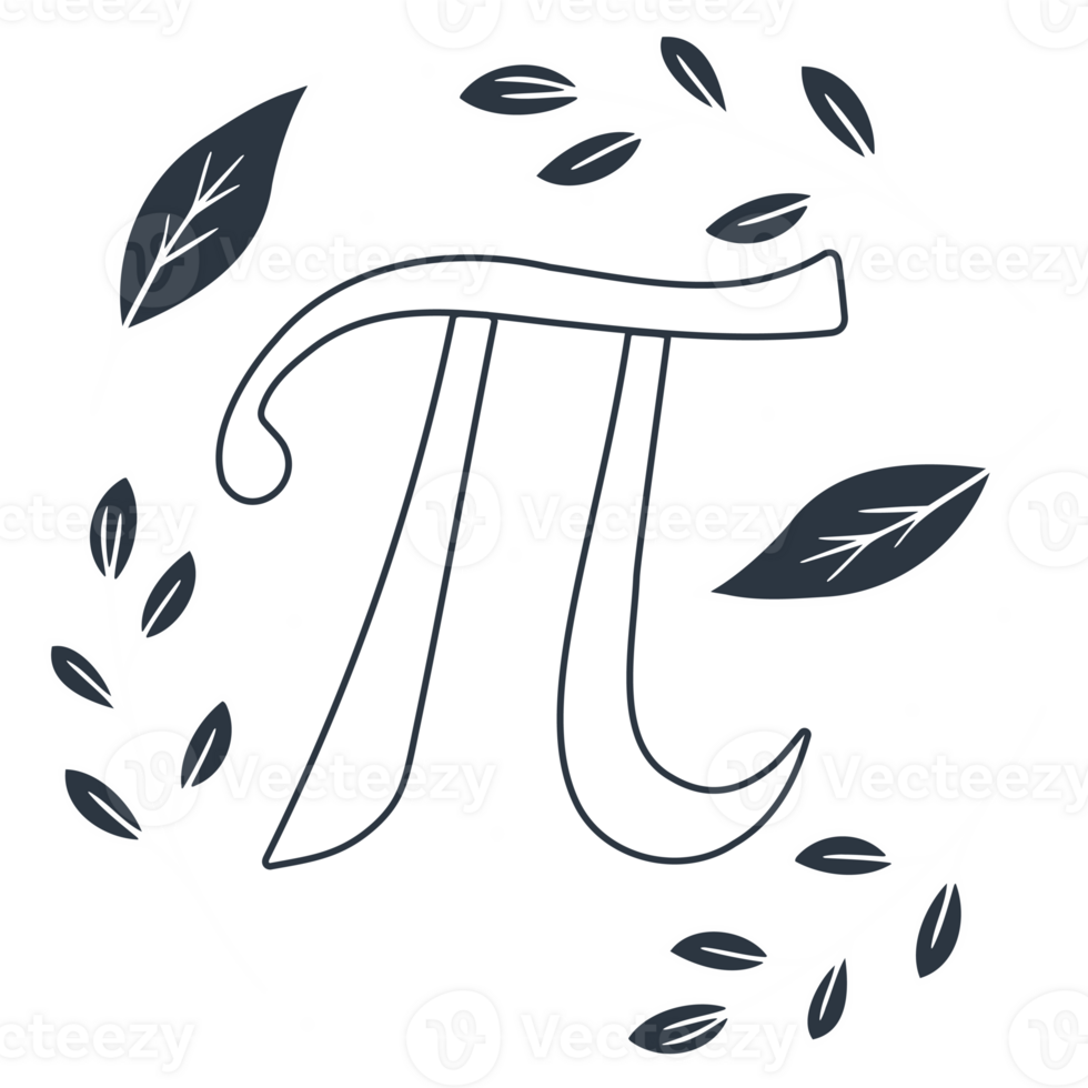 Stylized Pi Symbol with Botanical Elements on Dark Background Mathematical and Nature Inspired Illustration png