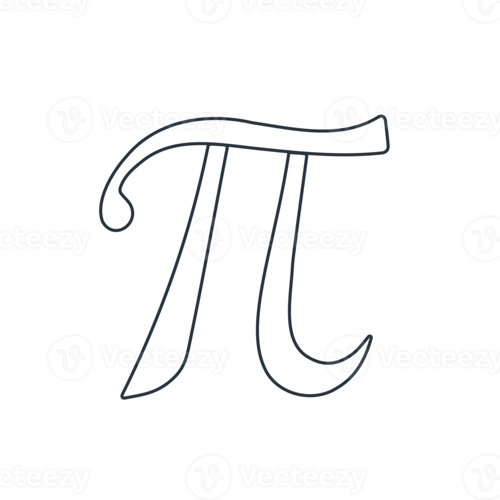 Black and White Illustration of Greek Letter Pi Symbol for Mathematics Science png