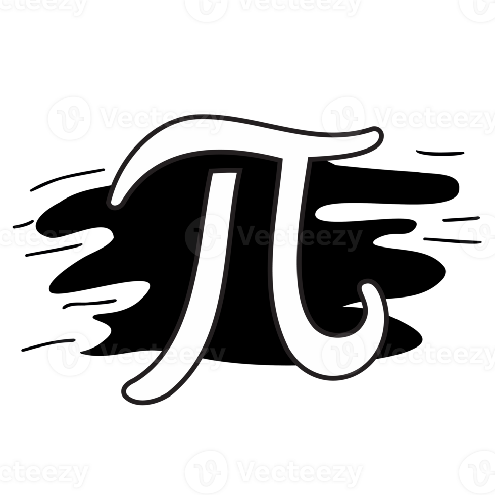 Bold Black and White Pi Symbol Illustration Abstract Math Art Design png