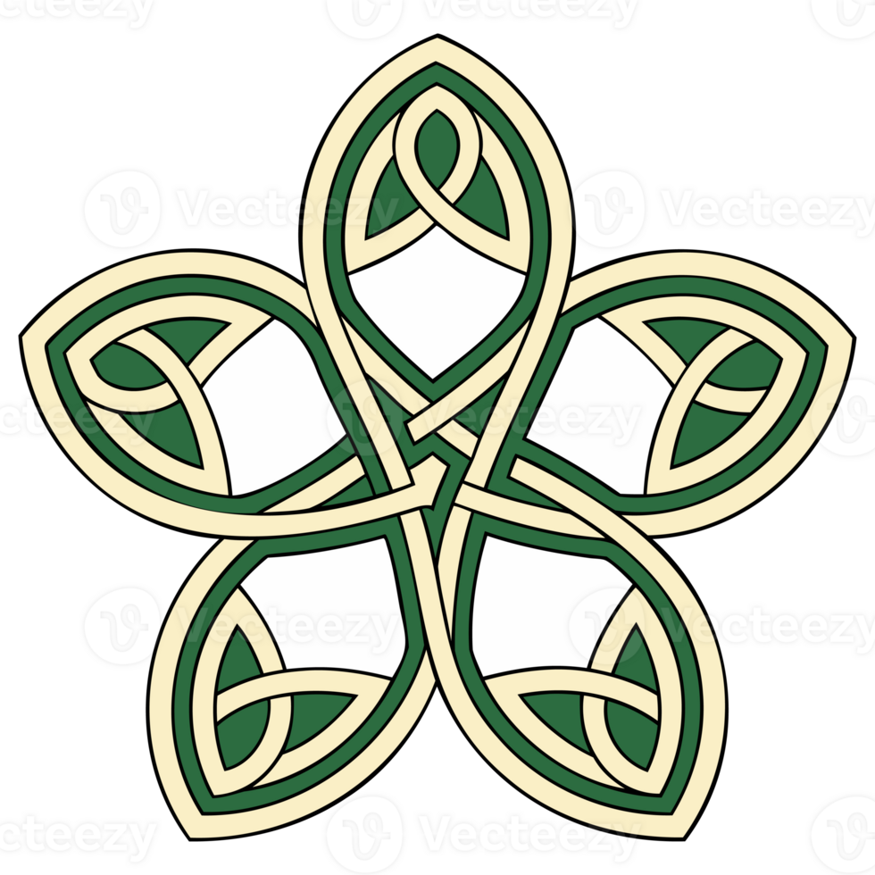 Intricate Celtic knot design with interwoven green and gold patterns symbolizing Irish heritage and spirituality png