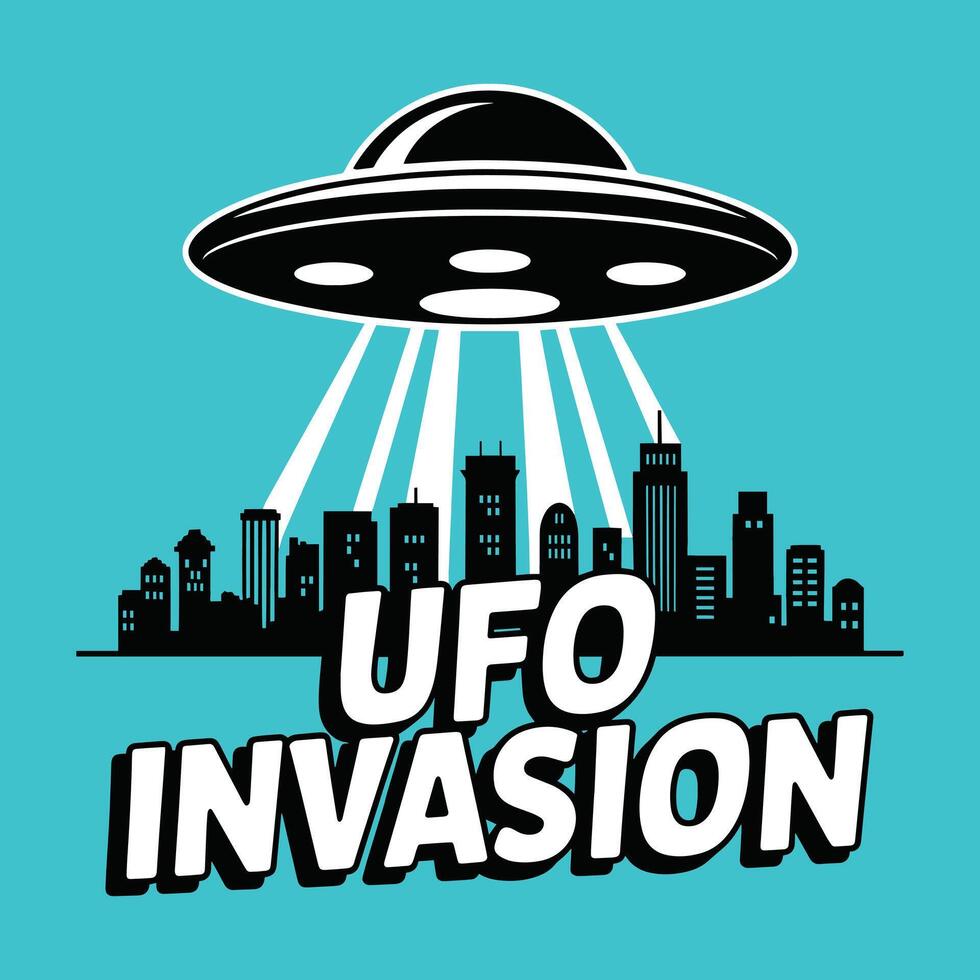 UFO Invasion T Shirt Design vector