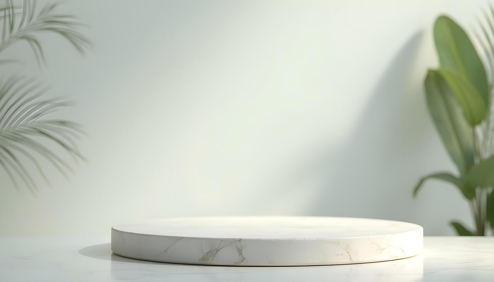 White Marble Podium in Studio for Product Showcase photo