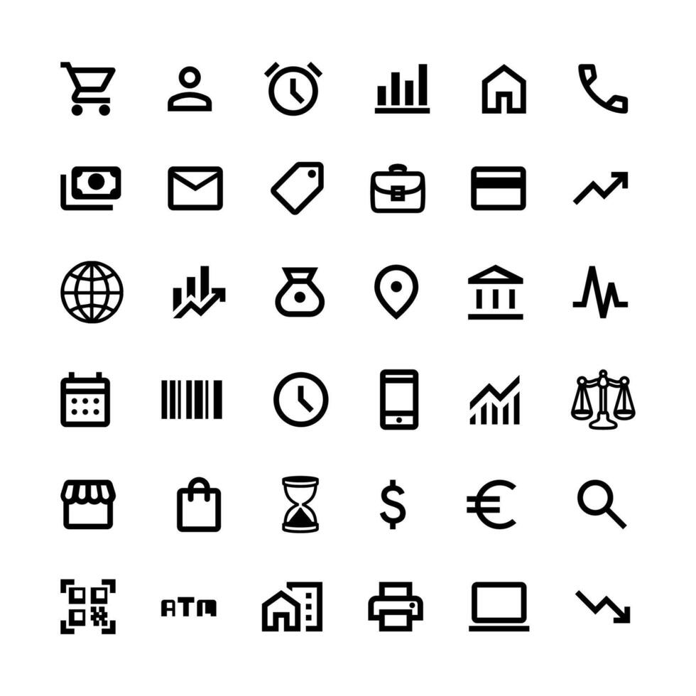 Business flat line icon collection vector