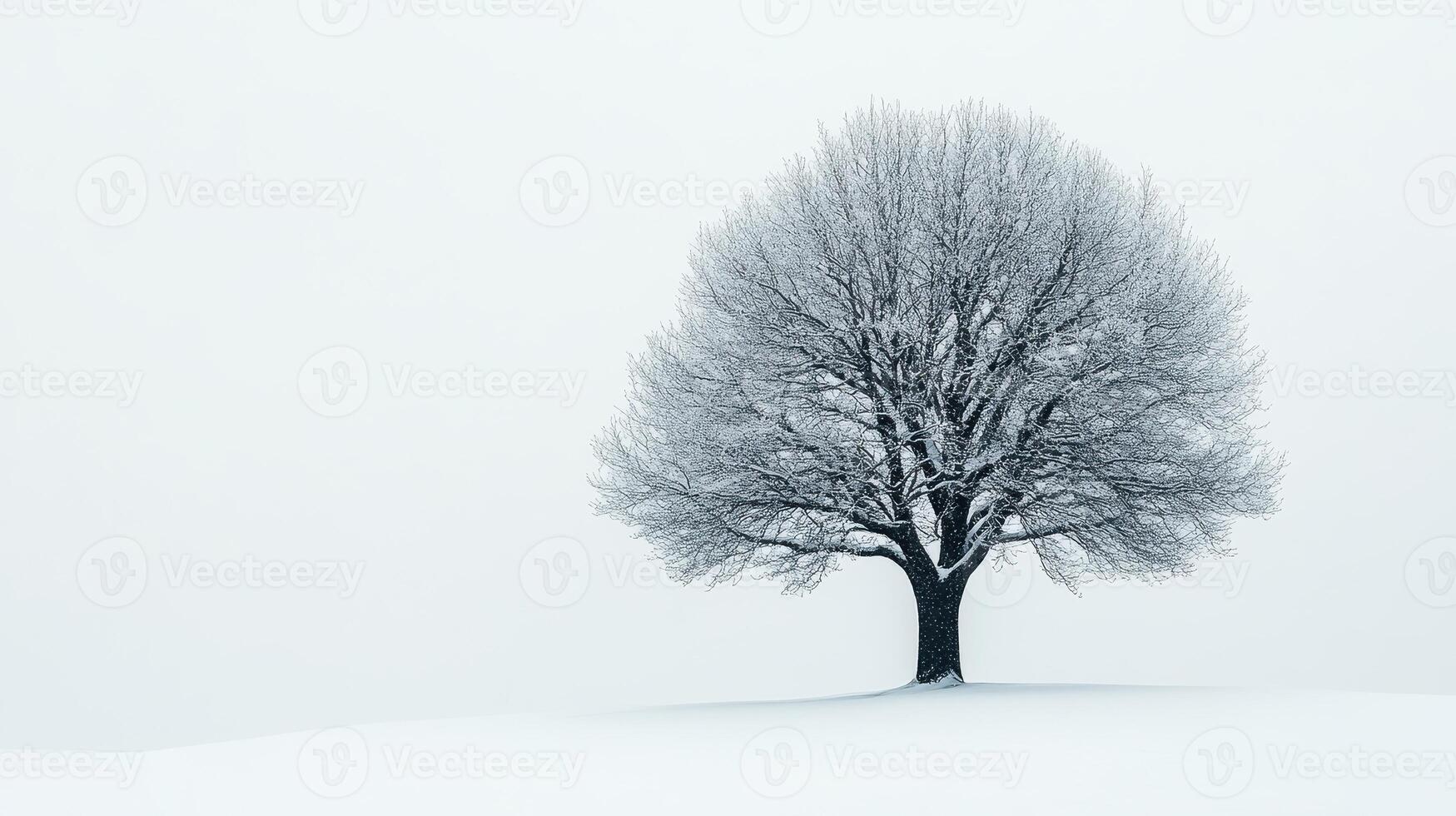 Lone snow-covered tree in photo