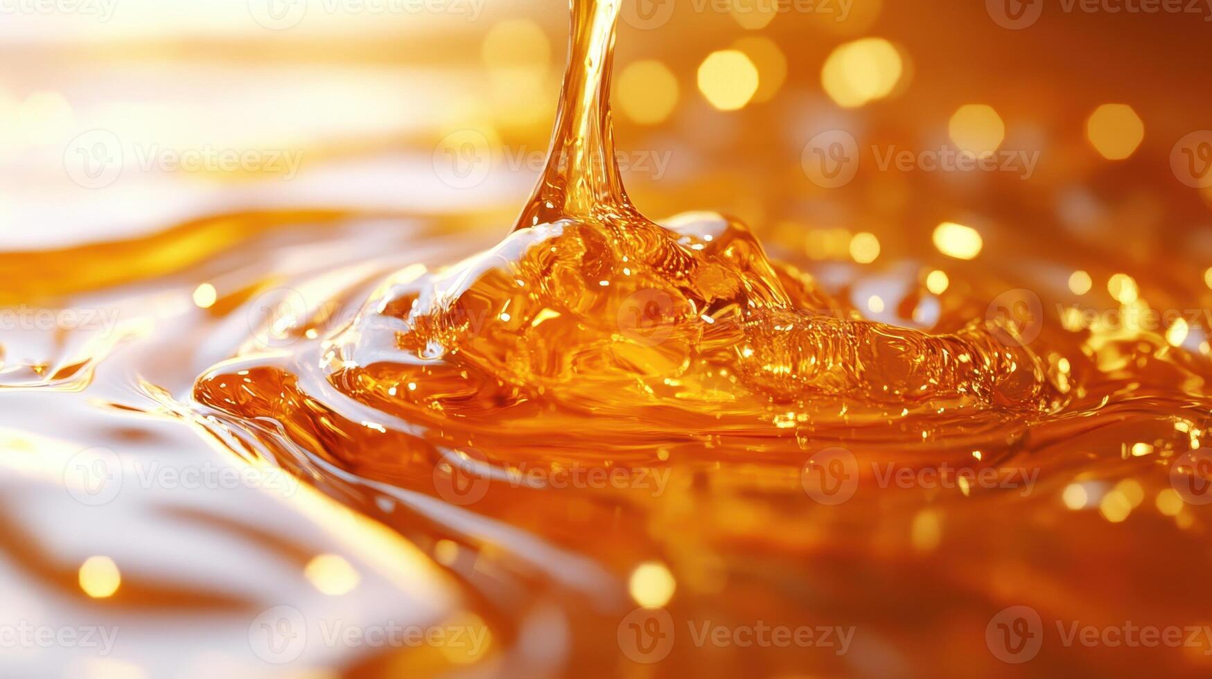 Golden liquid pouring, ripples photo