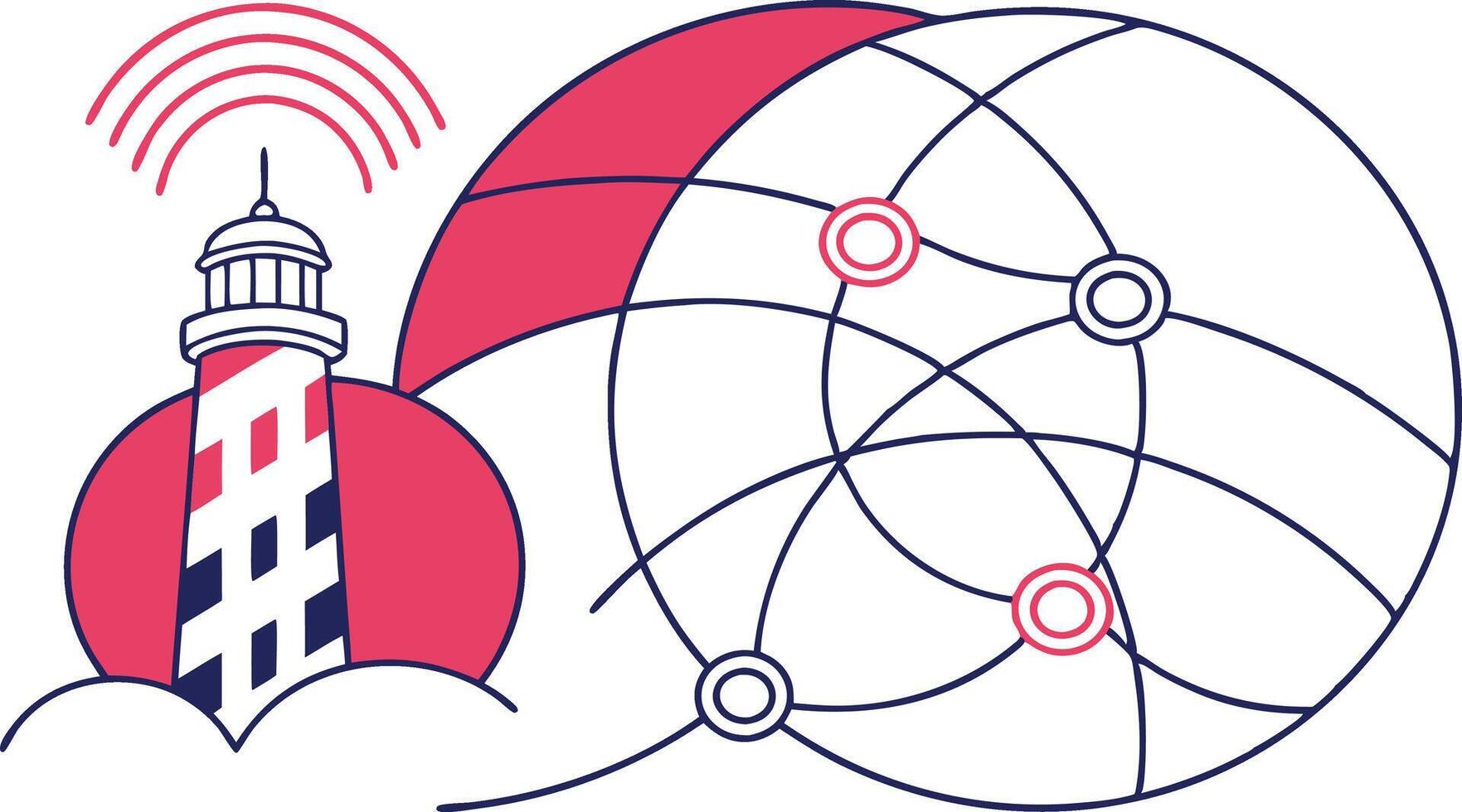 A lighthouse with a network symbol on it vector