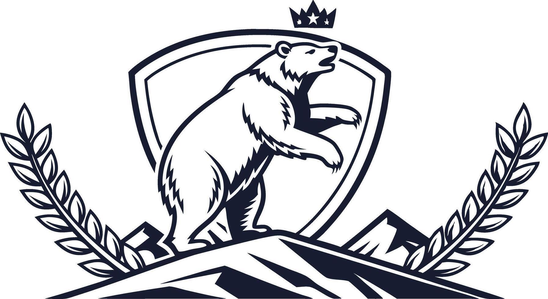 Bear with crown and laurel vector