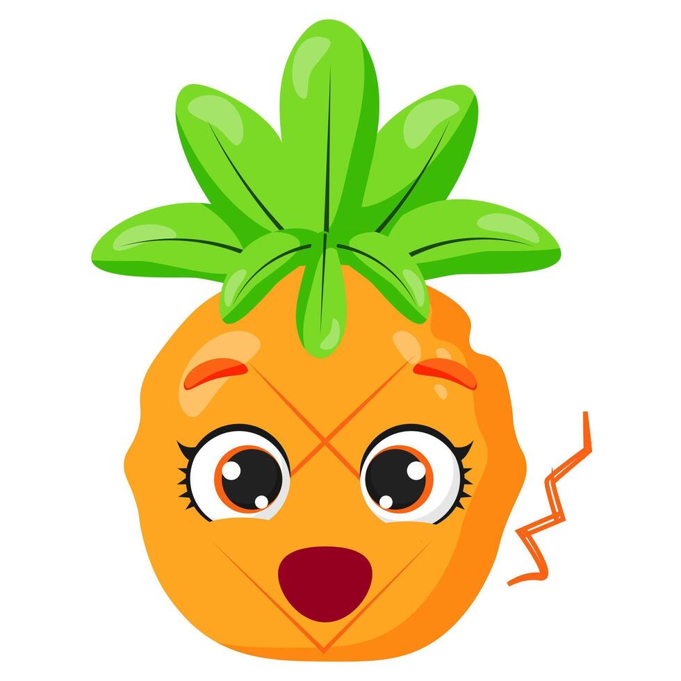 Surprised pineapple character with wide eyes and an open mouth vector