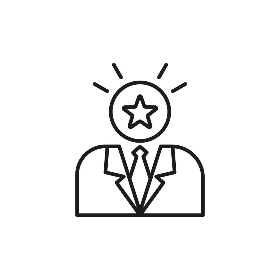 icon manager. Line drawing of a businessman with a star in his head. Suitable for business concepts, creativity, leadership, success, and innovation. vector