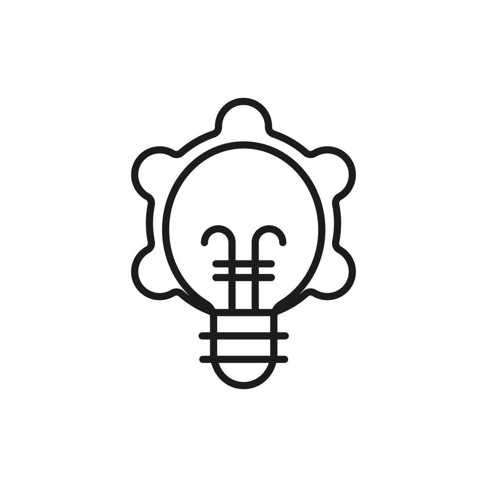 icon development gear. Light bulb with a gear around it, symbolizing innovation and problemsolving. Ideal for engineering, creativity, and business concepts. vector