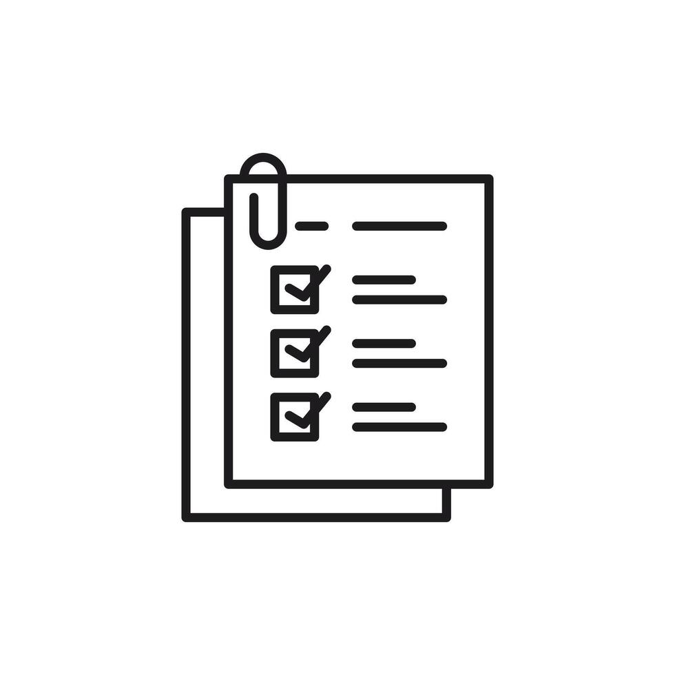 Checklist with a paperclip, suitable for organizing tasks, time management, office supplies, planning, reminders, todo lists, productivity concepts. vector