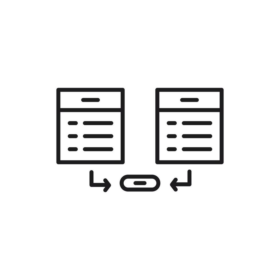 Data visualization of databases exchanging information. Suitable for technology articles, presentations, and online courses on data management and integration. vector