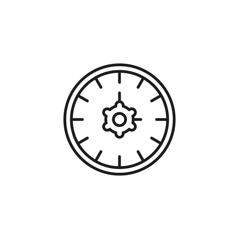 icon time management. clock with a gear in the center suitable for tech concepts, time management themes, industrial design projects, and engineering presentations. vector