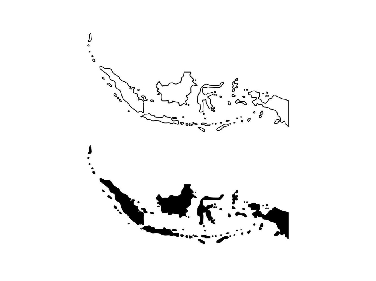 indonesia map . with line style and black fill vector