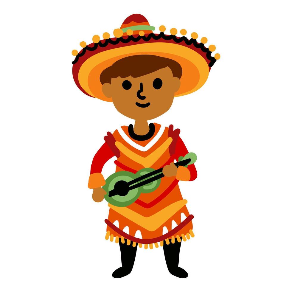 Mexican man in sombrero and poncho illustration graphic design. Cinco De Mayo. vector