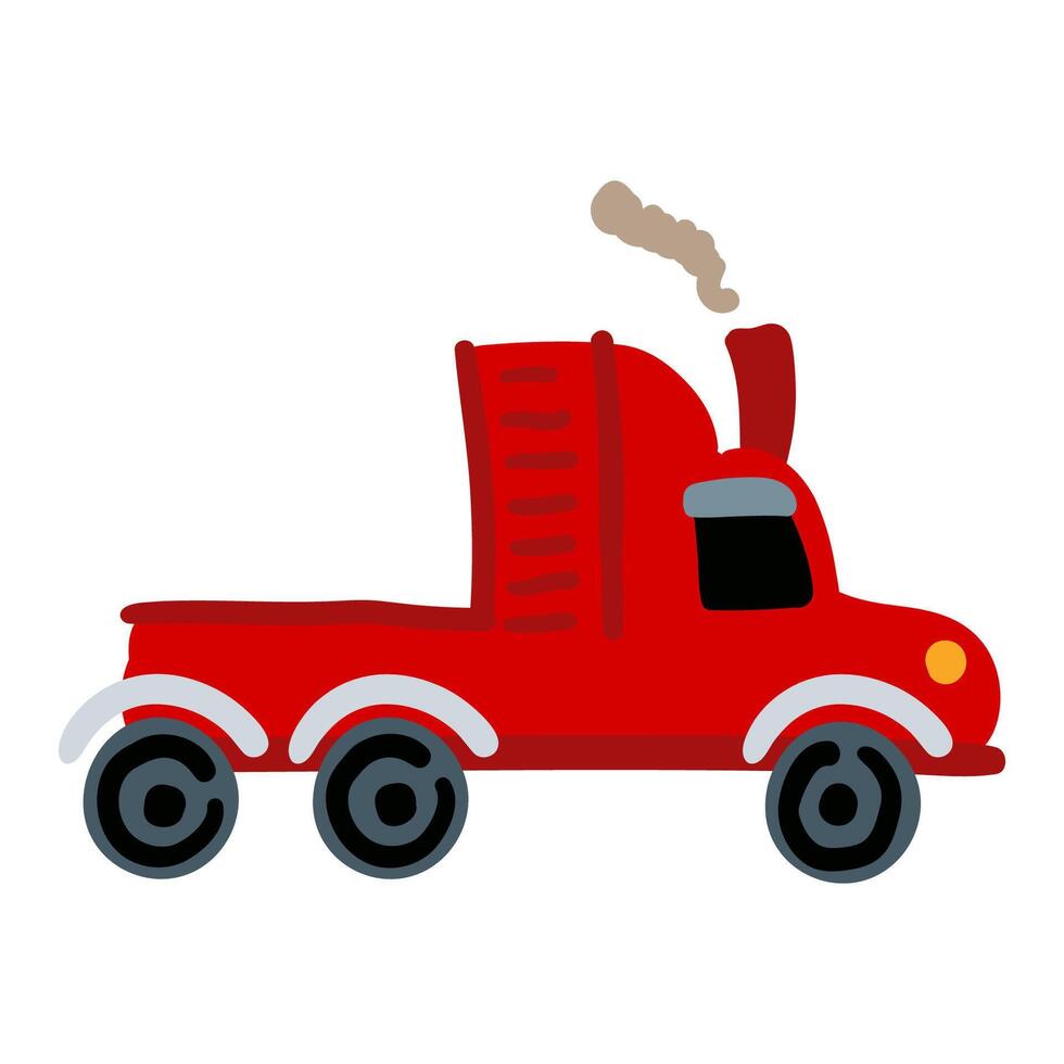 Semi truck cartoon character illustration isolated vector