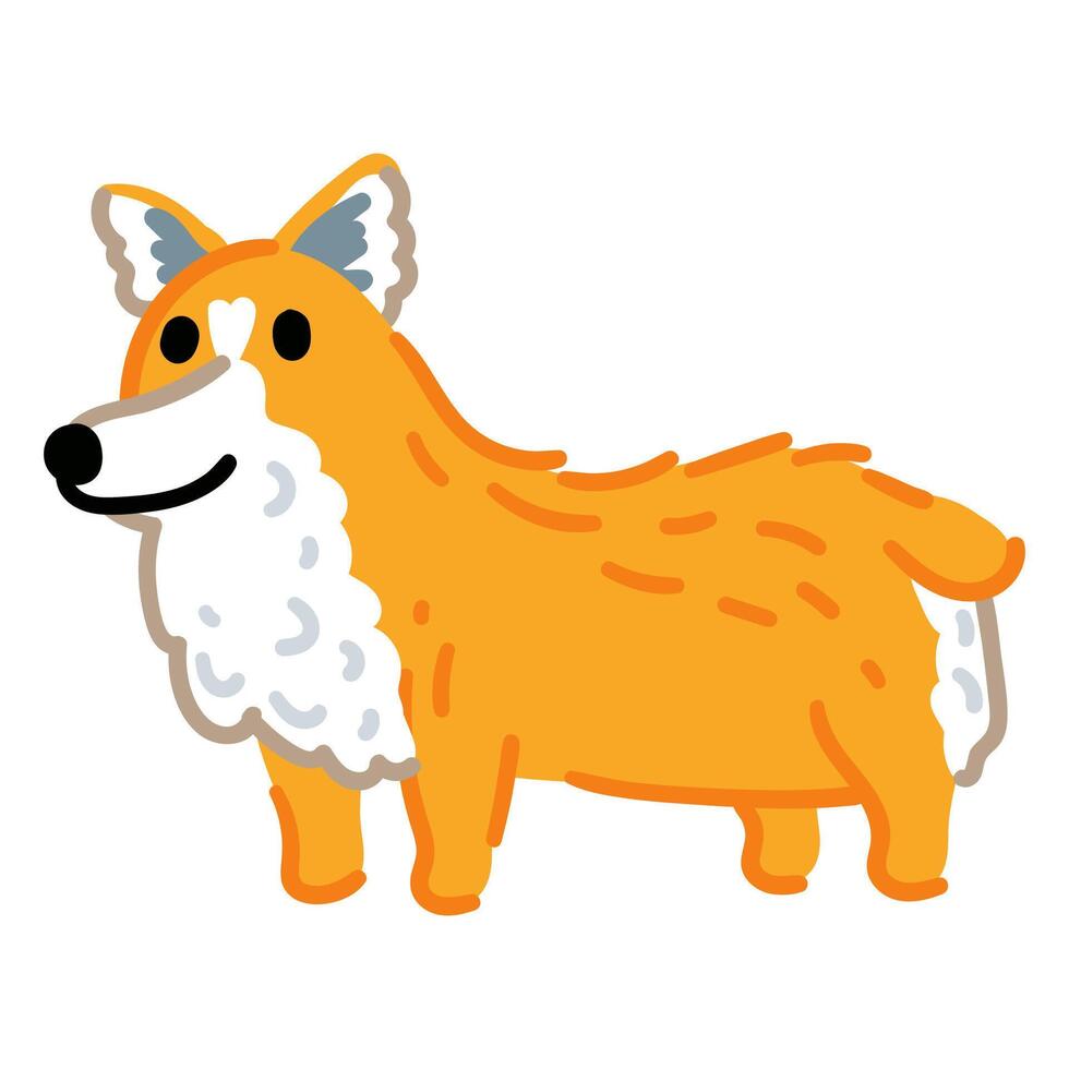 A cute corgi cartoon icon illustration. Cheerful animal isolated on white vector
