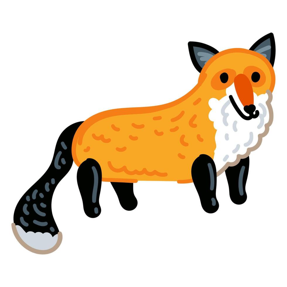 Redhead fox isolated on white background. Funny zoo character vector