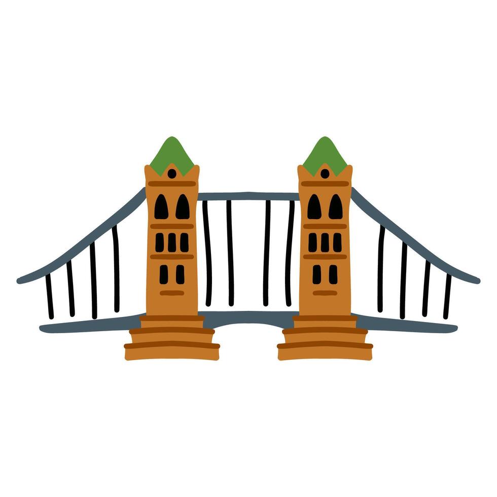 Ancient Tower Bridge with towers. England. Europe. Bridge over the river isolated on white background. vector