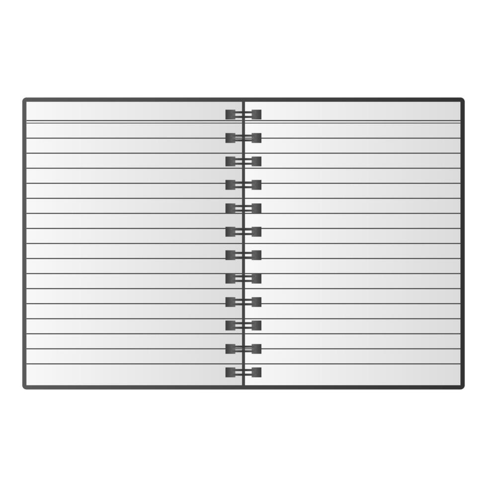 Open Blank Notebook. White Notebook Element Stationery. Binder Notebook Icon. vector