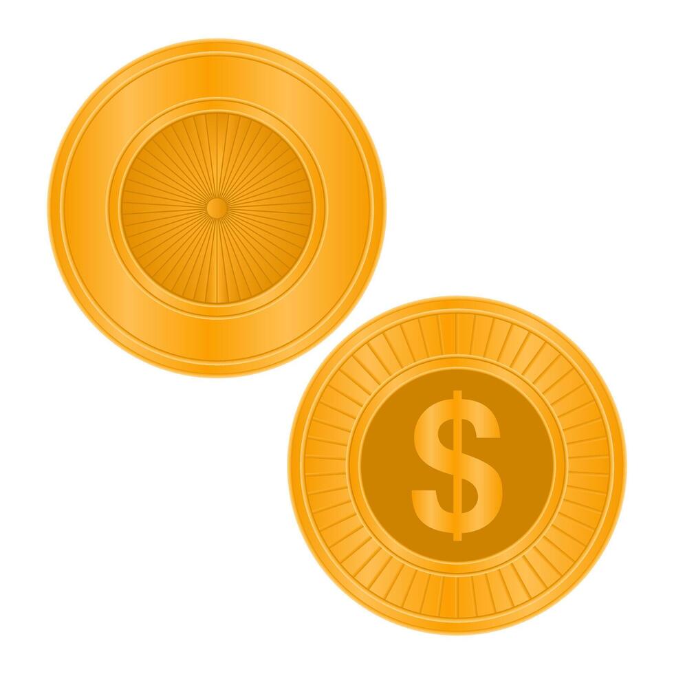 Shiny Gold Coins Payment Tool. Commercial Profit Gold Coin Element. vector