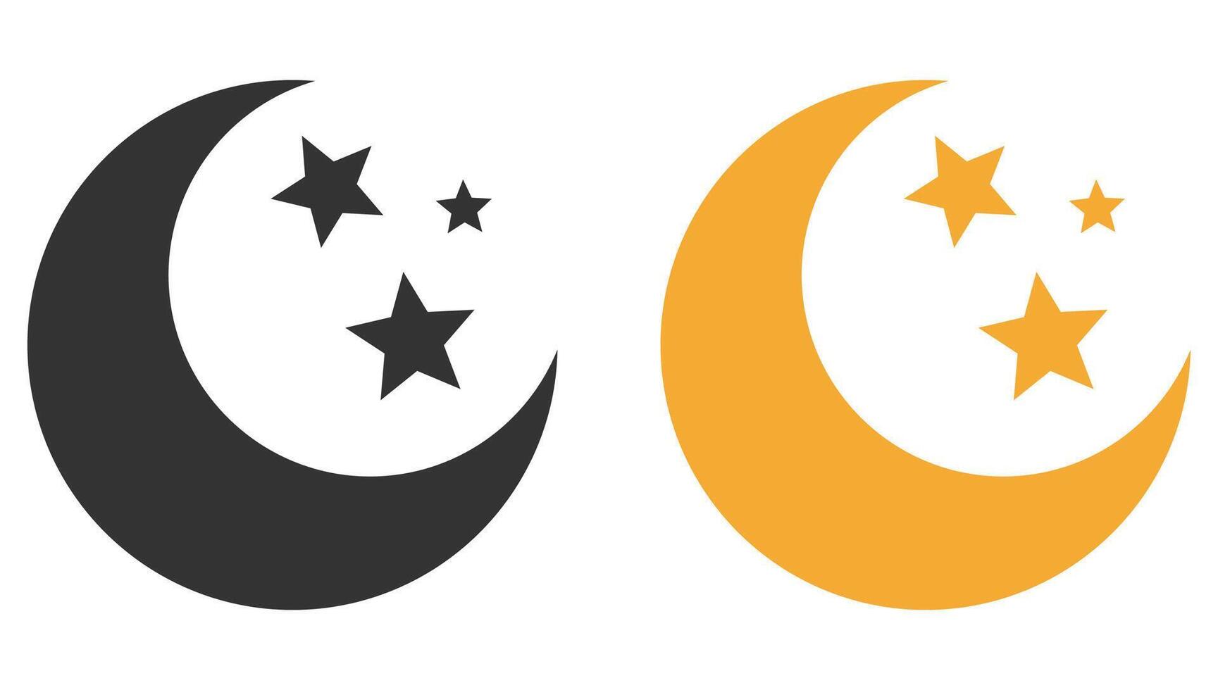Moon and stars flat icon. vector