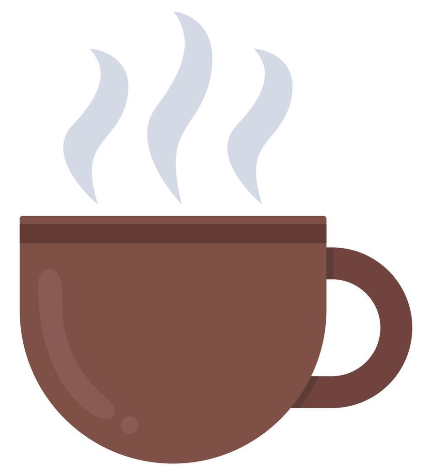 Flat icon of coffee cup with steam isolated on white background. vector