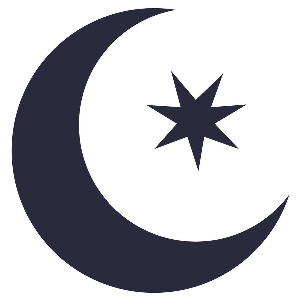 Crescent moon and star light flat icon isolated on white background. vector