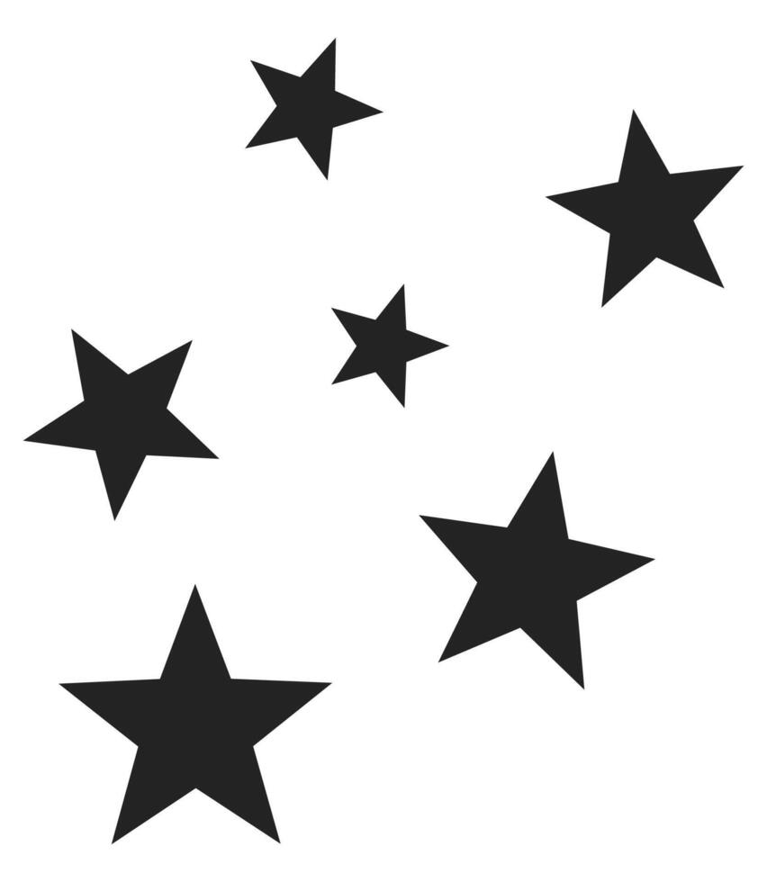 Floating black stars isolated on white background. vector