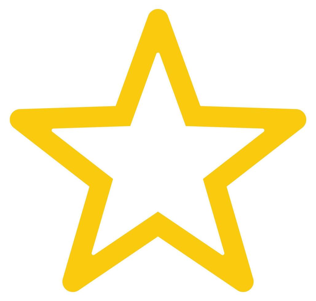Flat icon of yellow outline star isolated on white background. vector