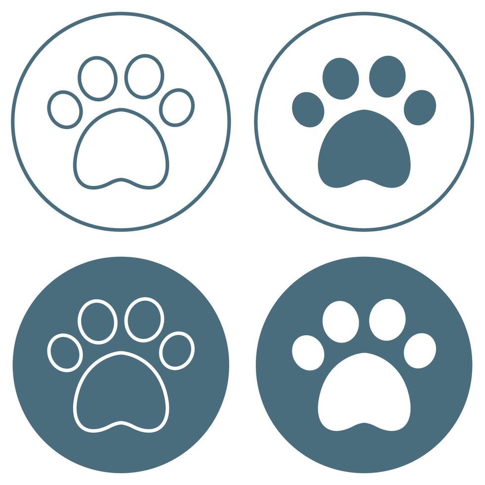 Paw print icon set isolated on white background. vector