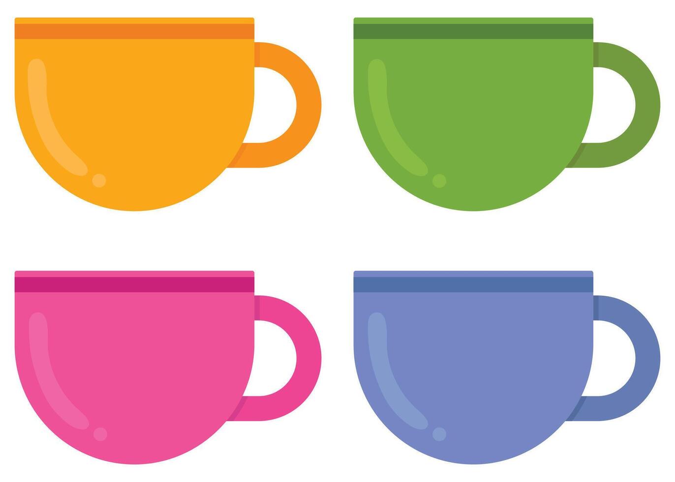 Mug icons set flat isolated on white background. vector