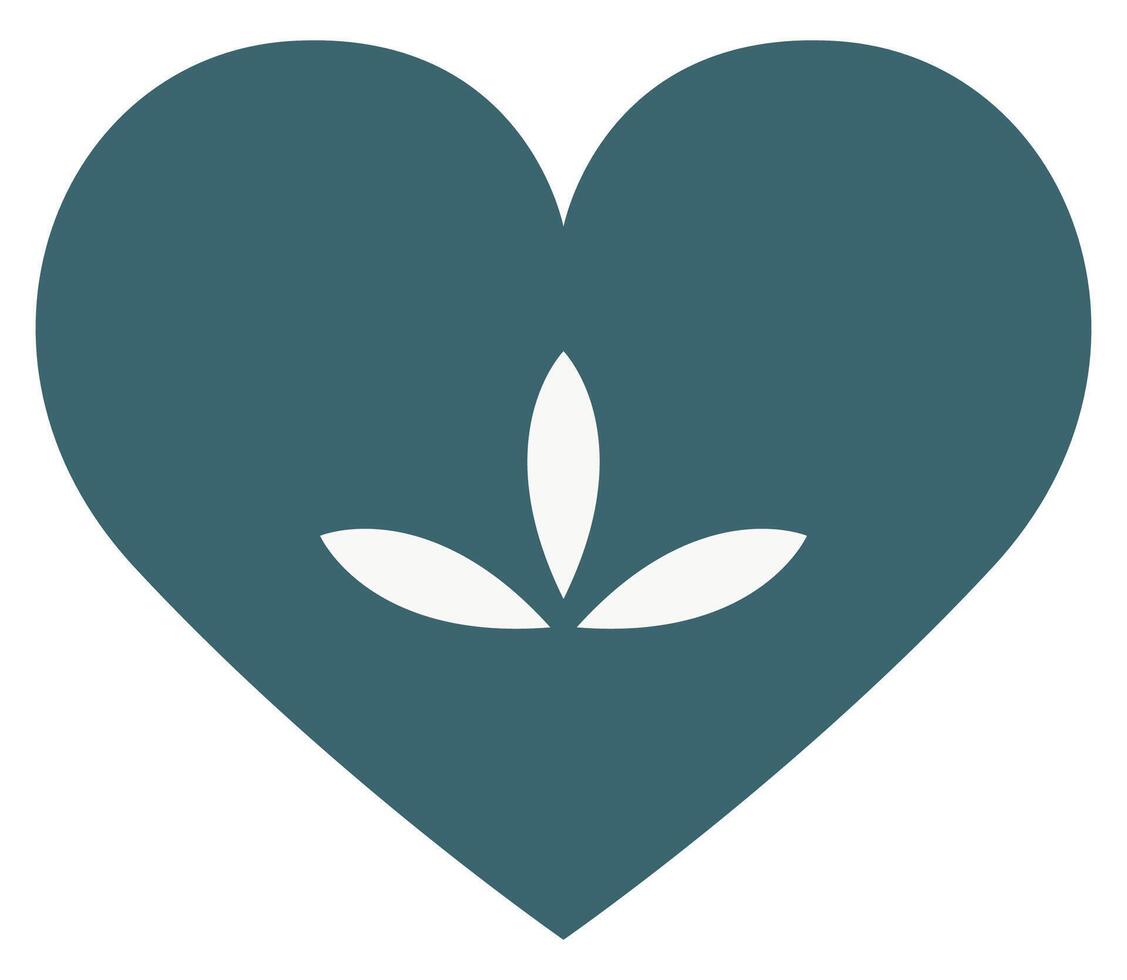 Love heart with leaves symbol. vector