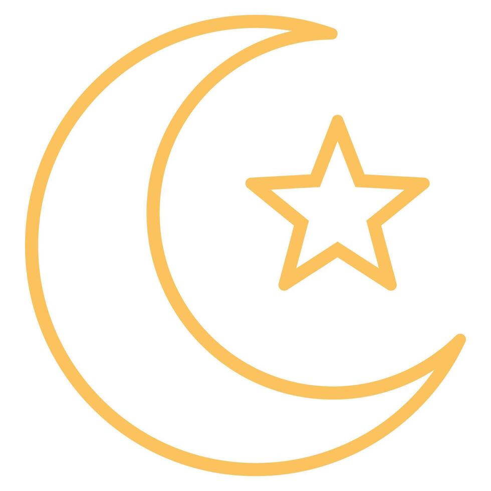 Crescent moon with star icon isolated on white background. vector