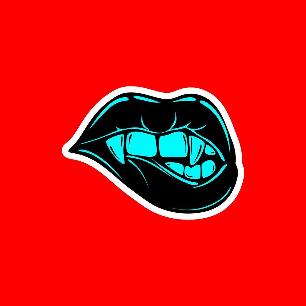 old Vampire Lips with Fangs vector