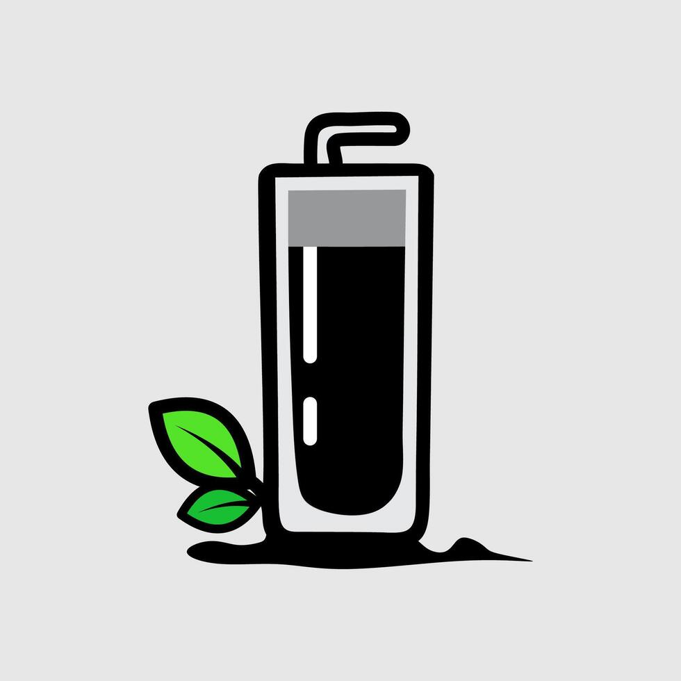 Black Organic Drink with Leaf vector