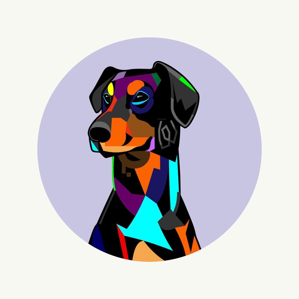 Colorful Geometric Dachshund Dog vector