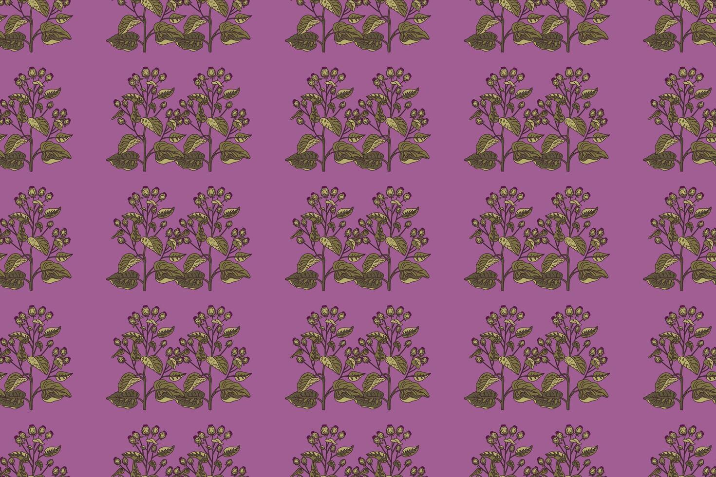 Botanical floral seamless pattern with wildflowers illustration. Repeating plant pattern in purple pastel color background. Graphic design for Fashion Cover Textile Birthday Greeting Card Print vector