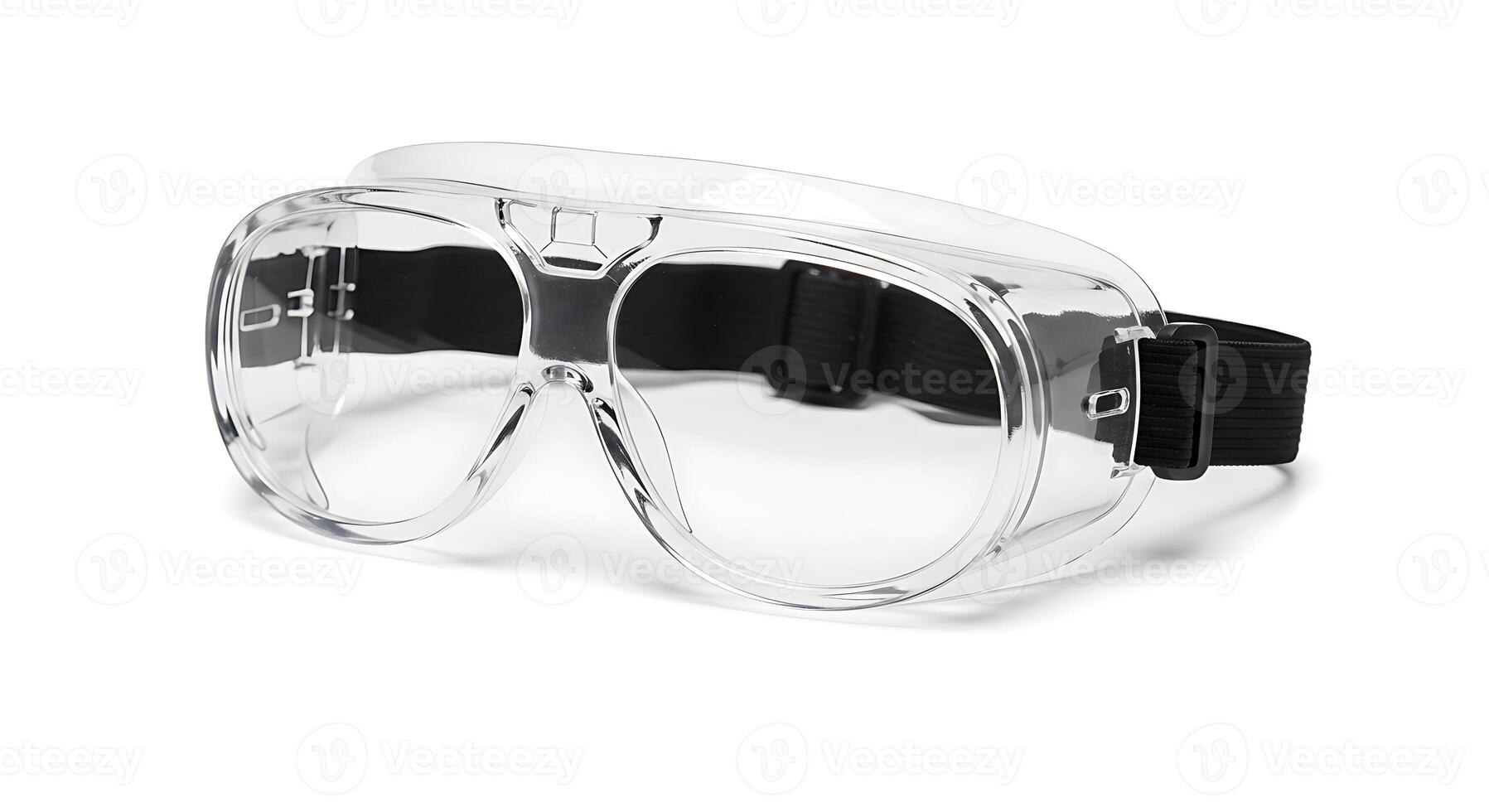 Safety Goggles Clear Protective Eyewear with Elastic Band on White photo