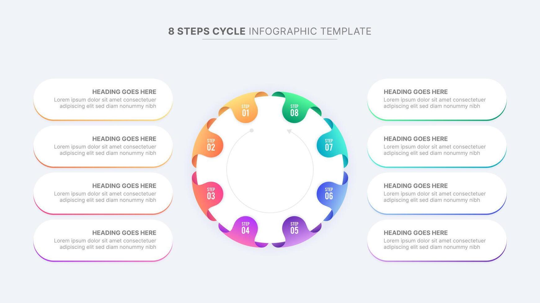 Modern Circular Cycle Process Workflow Infographic with 8 Steps Design Template vector