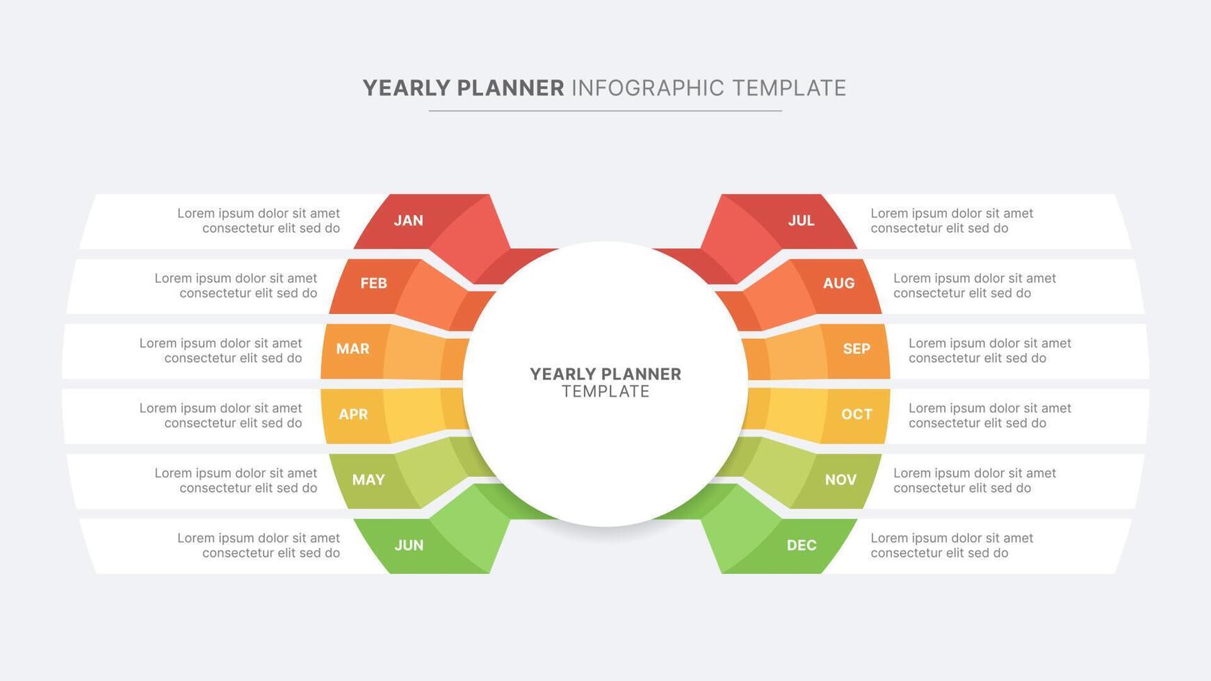 Yearly Timeline Planner Infographic Template with 12 Months vector