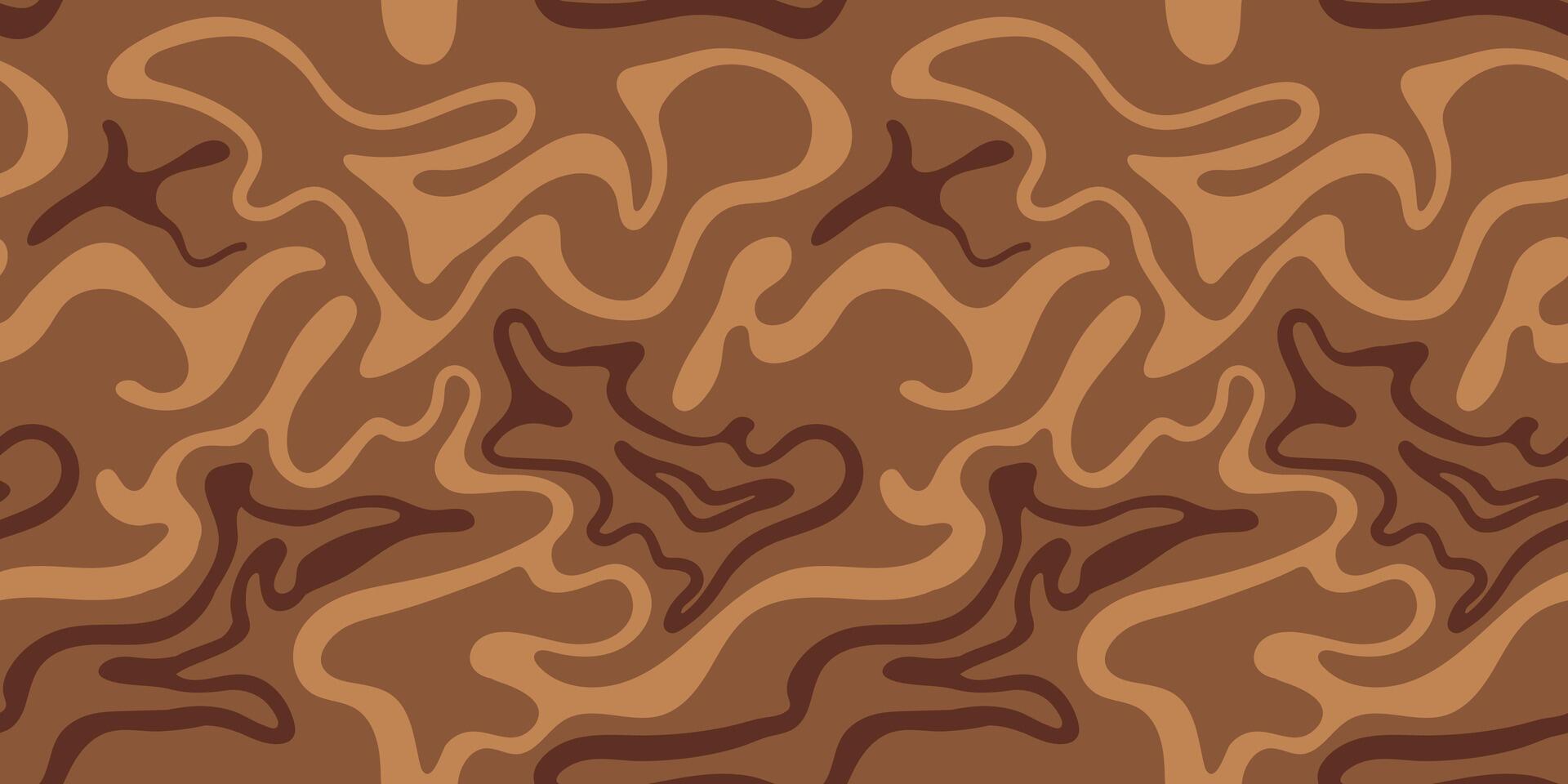 1970s trippy seamless pattern. Marble acrylic swirl pattern. Coffee or chocolate liquid texture vector