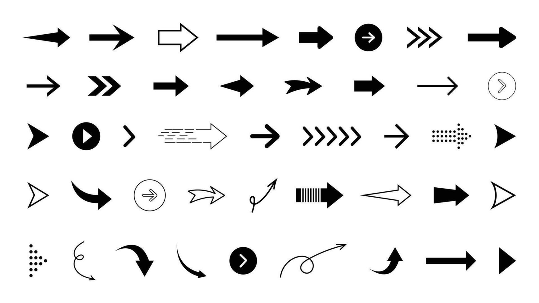 Black arrows icon set. arrow icon. Curved arrows. Arrow sign. Flat style icons. illustration vector