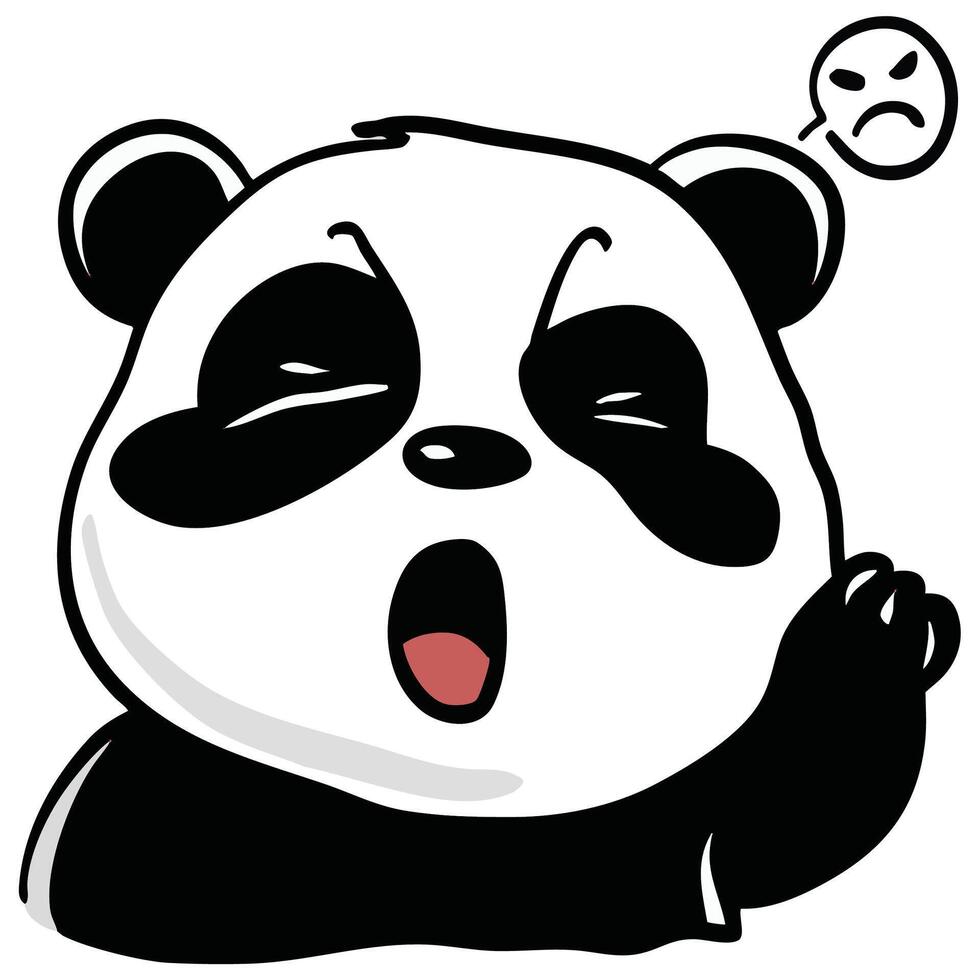 Yawning cartoon panda with sleepy expression vector